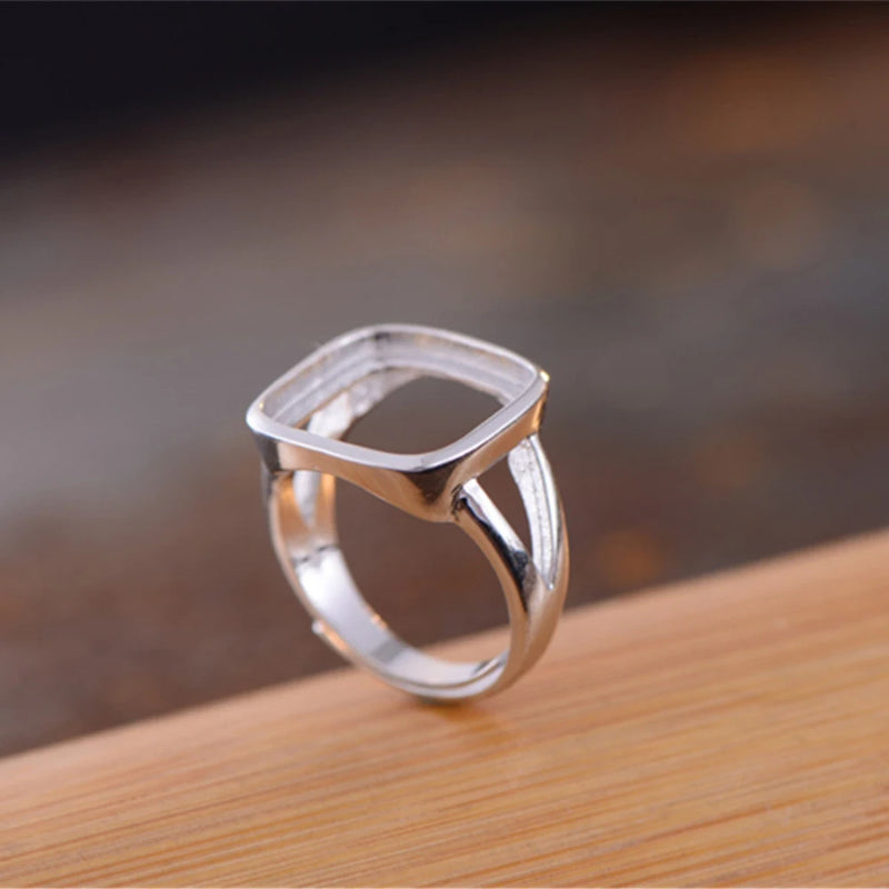 Adjustable Sterling Silver Ring Setting Plated 925 Silver Ring Base