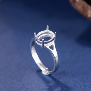 Adjustable Sterling Silver Ring Base 8x10mm Oval Blank