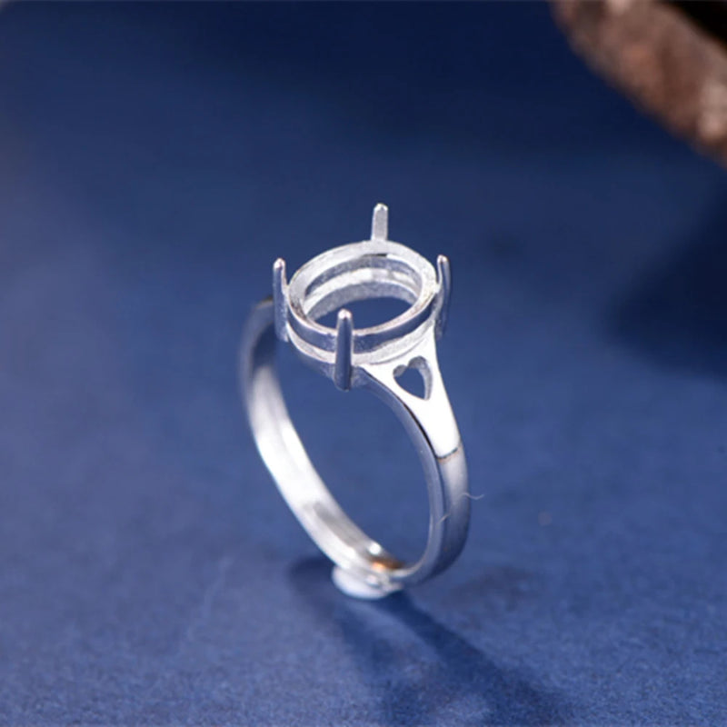 Adjustable Sterling Silver Ring Base 8x10mm Oval Blank