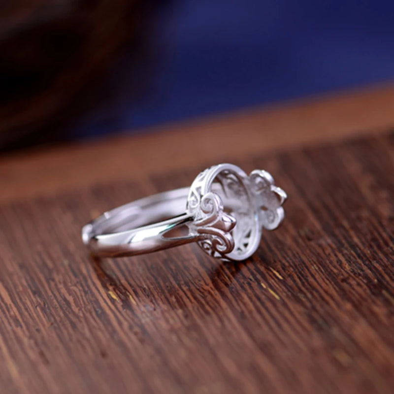 Adjustable Sterling Silver Ring Base Long-Lasting Plated 925 Silver R763B