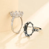 925 Sterling Silver Adjustable Ring Base for 10X14mm Cabochons