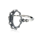 925 Sterling Silver Adjustable Ring Base for 10X14mm Cabochons