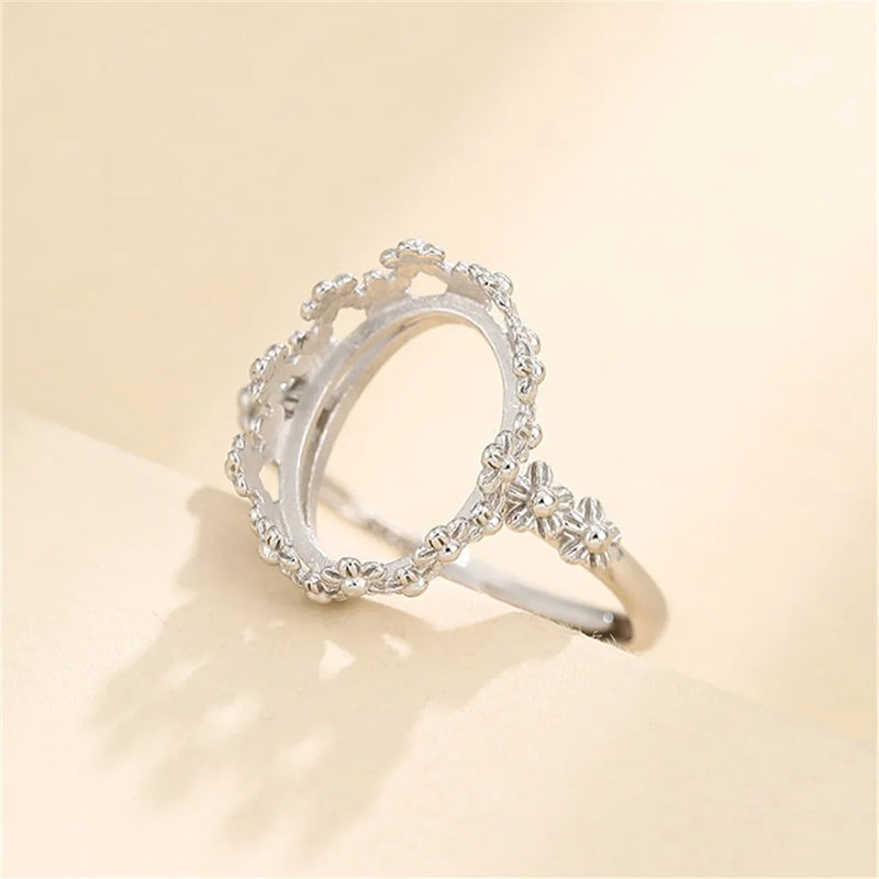 925 Sterling Silver Adjustable Ring Base for 10X14mm Cabochons