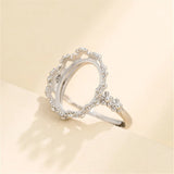 925 Sterling Silver Adjustable Ring Base for 10X14mm Cabochons