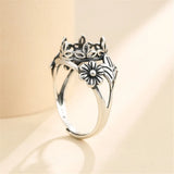 Antique Style Oval Cabochon Ring Blank Thai Sterling Silver Adjustable Base