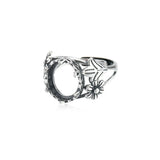 Antique Style Oval Cabochon Ring Blank Thai Sterling Silver Adjustable Base