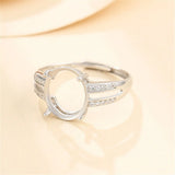 925 Silver Oval Cabochon Adjustable Ring Setting