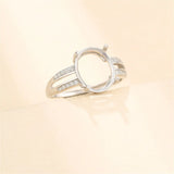 925 Silver Oval Cabochon Adjustable Ring Setting