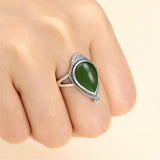 Thai Silver Adjustable Teardrop Cabochon Ring Setting