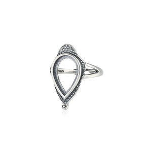 Thai Silver Adjustable Teardrop Cabochon Ring Setting