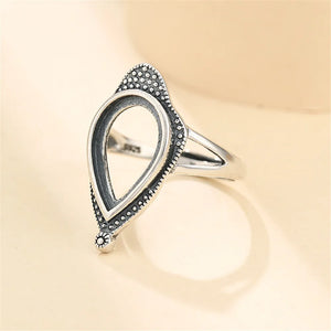 Thai Silver Adjustable Teardrop Cabochon Ring Setting