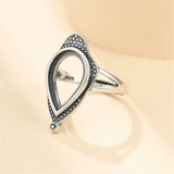 Thai Silver Adjustable Teardrop Cabochon Ring Setting