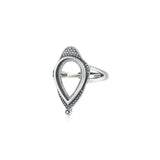 Thai Silver Adjustable Teardrop Cabochon Ring Setting