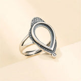 Thai Silver Adjustable Teardrop Cabochon Ring Setting