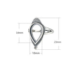 Thai Silver Adjustable Teardrop Cabochon Ring Setting