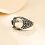 Adjustable Ring Base for 12mm Round Cabochons, Thai Silver Antique Style
