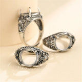 Adjustable Thai Silver Ring Setting for 12x12mm Cabochons SR0106