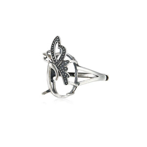 Thai Silver Butterfly Ring Blank for 13x17mm Cabochons