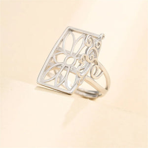 925 Silver Adjustable Ring Base for 13x21mm Rectangle Cabochons
