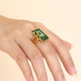 925 Silver Adjustable Ring Base for 13x21mm Rectangle Cabochons