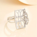 925 Silver Adjustable Ring Base for 13x21mm Rectangle Cabochons