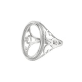 925 Silver Adjustable Ring Base for 14X19mm Oval Cabochons