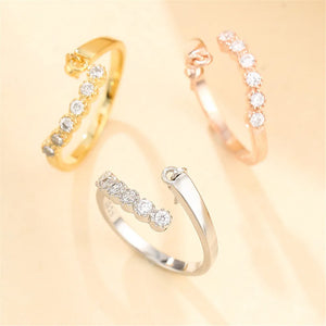 Adjustable 925 Silver Zircon Ring Setting for 4mm-8mm Beads SR0089