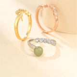 Adjustable 925 Silver Zircon Ring Setting for 4mm-8mm Beads SR0089
