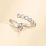 Adjustable 925 Silver Zircon Ring Setting for 4mm-8mm Beads SR0089