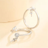 Adjustable 925 Silver Zircon Ring Setting for 6-10mm Beads or Pearls