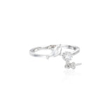 Adjustable 925 Silver Zircon Ring Setting for 6-10mm Beads or Pearls