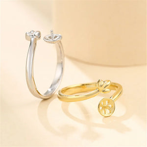 Adjustable 925 Silver Ring Setting for 6-8mm Round Beads or Pearls