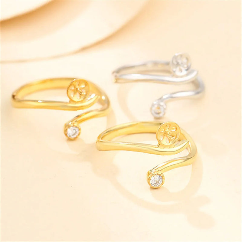 925 Silver Adjustable Ring Base for 6mm-8mm Round Beads or Pearls