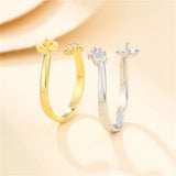 925 Silver Zircon Ring Setting Adjustable Flower Shape Ring Base