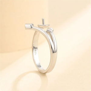 925 Silver Zircon Ring Setting Adjustable Ring Base SR0095