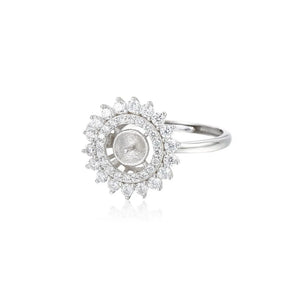 925 Silver Zircon Ring Setting Adjustable Ring Base SR0131
