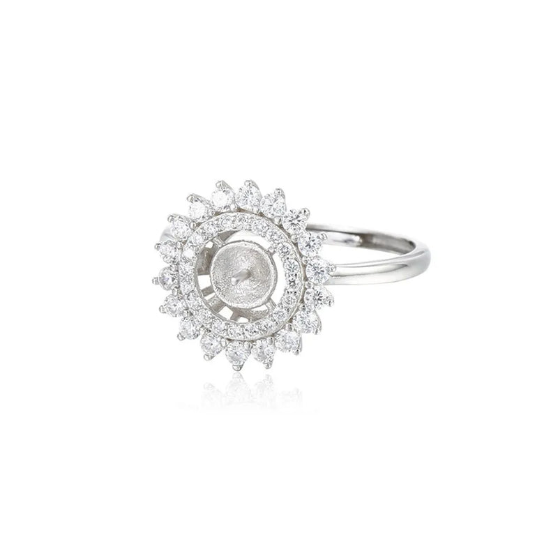 925 Silver Zircon Ring Setting Adjustable Ring Base SR0131