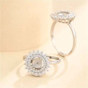 925 Silver Zircon Ring Setting Adjustable Ring Base SR0131