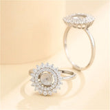 925 Silver Zircon Ring Setting Adjustable Ring Base SR0131