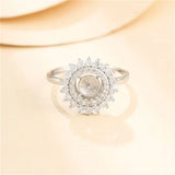 925 Silver Zircon Ring Setting Adjustable Ring Base SR0131