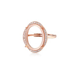 925 Silver Zircon Adjustable Oval Cabochon Ring Blank