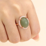 925 Silver Zircon Adjustable Oval Cabochon Ring Blank