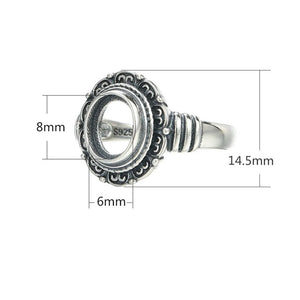 Thai Sterling Silver Oval Cabochon Ring Setting