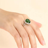 925 Silver Zircon Adjustable Ring Blank for Oval Cabochons