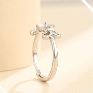 Adjustable Ring Base for 8-10mm Round Beads, 925 Silver Plated Ring Setting