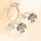 925 Silver Flower Ring Setting Adjustable Base