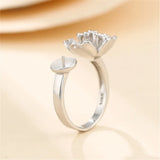 925 Silver Flower Ring Setting Adjustable Base