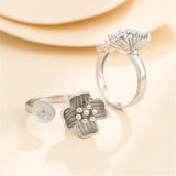 925 Silver Flower Ring Setting Adjustable Base