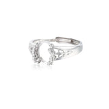 925 Silver Adjustable Ring Blank for Oval Cabochons 8x10mm/10x12mm