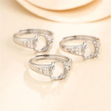 925 Silver Adjustable Ring Blank for Oval Cabochons 8x10mm/10x12mm